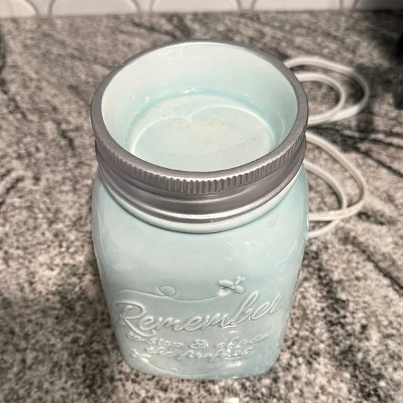 Scentsy Light Mint Ceramic Mason Jar Wax Warmer - Chasing Fireflies - Picture 2 of 5